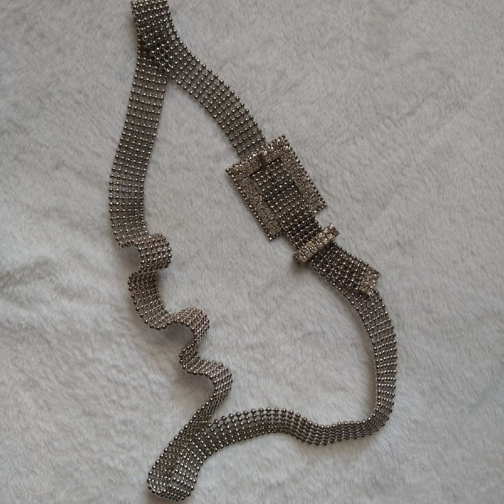 Silver Rhinestone Chain Belt - Picture 3 of 7